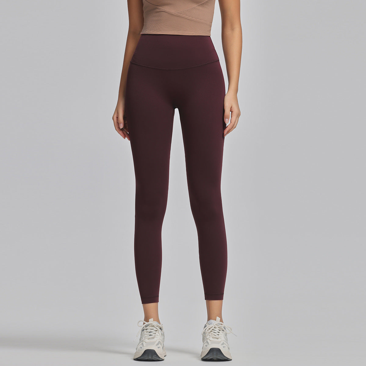 Leggings de yoga de cintura alta sin costuras para mujer, color liso, ajustados, ropa deportiva