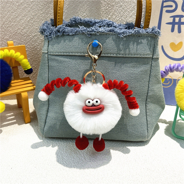 Llavero de peluche con forma de bolso de dibujos animados