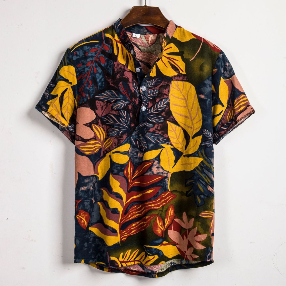 Camisa informal de vacaciones para hombre con estampado de flores diminutas en 3D