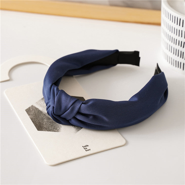 Bandeau à cheveux rétro en satin pour femme, accessoire de coiffure de couleur unie pour un look élégant