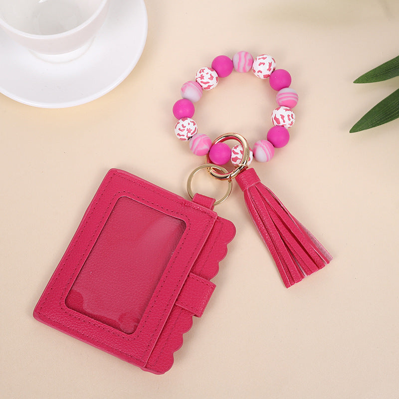 Fashion Printed Silicone Bead Tassels Bracelet Wallet