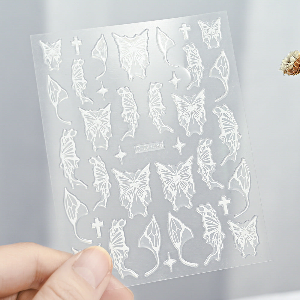 Laser Gold And Silver Gothic Liquid Butterfly Nail Art Sticker