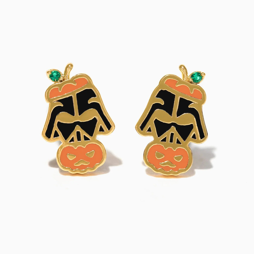 Pendientes creativos de Halloween con dibujos animados de cobre bañados en oro