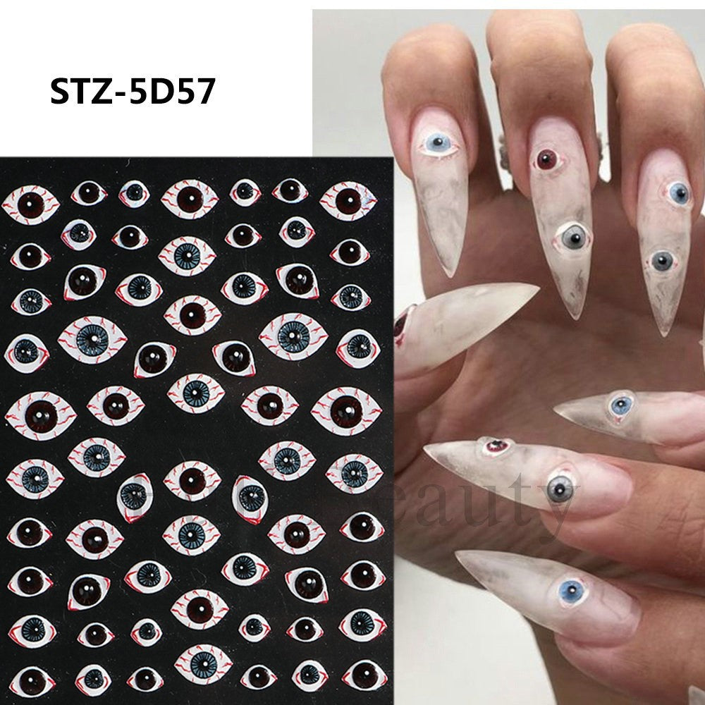 Halloween Lip Mask Spider Relief Nail Art Sticker