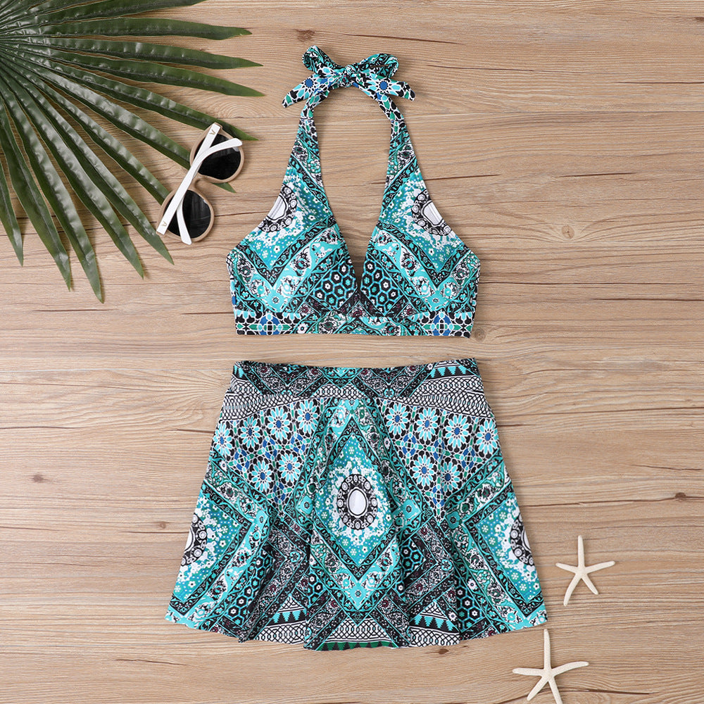 Maillot de bain bikini à lacets et imprimé tendance pour femme