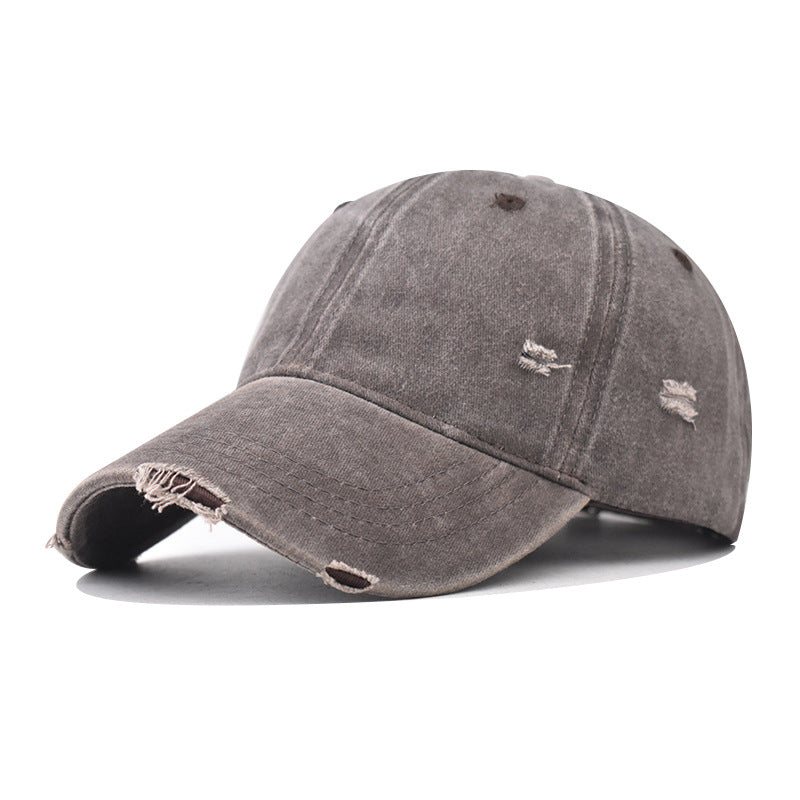 Fashion Casual Solid Color Ripped Baseball Cap Cotton Unisex Style