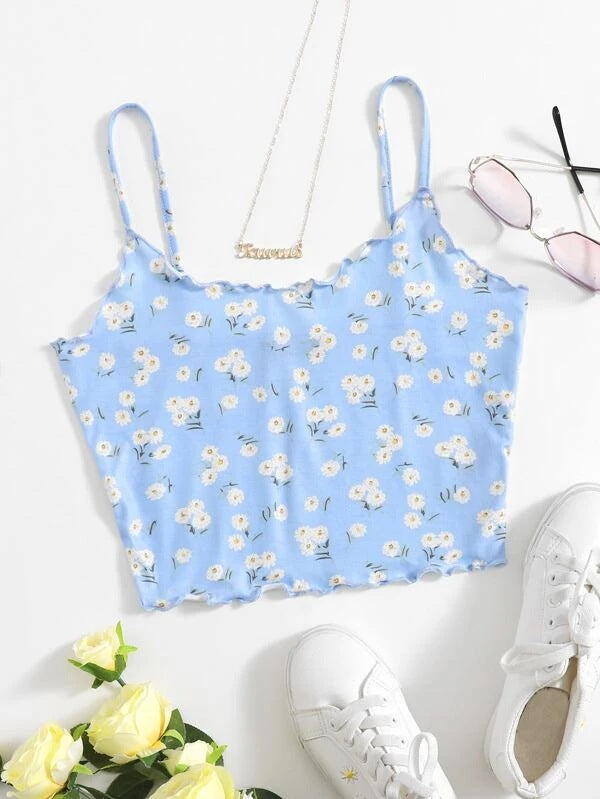 Women Fashion Sexy Printed Camisole Crop Top