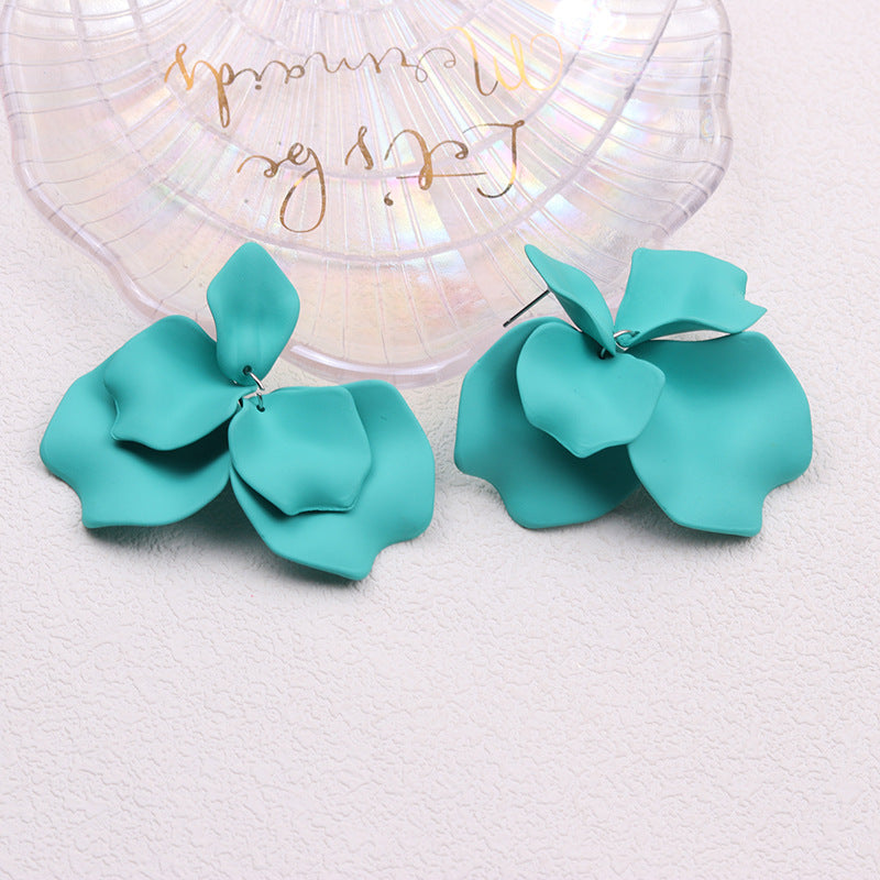 Bohemian Solid Color Petal Tassel Acrylic Earrings