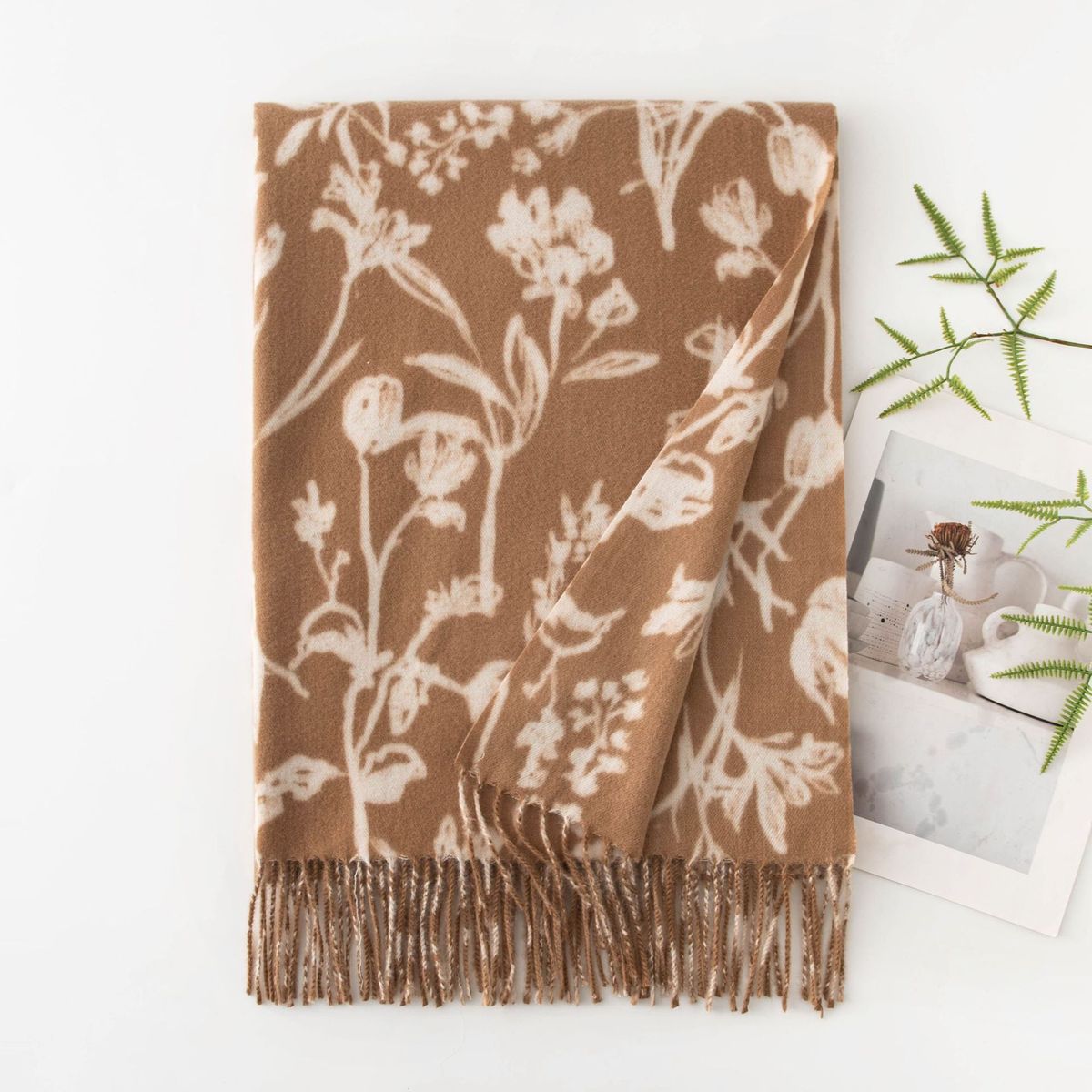 Women Fashion Casual Printed Warm Thickened Imitation Cashmere Scarf