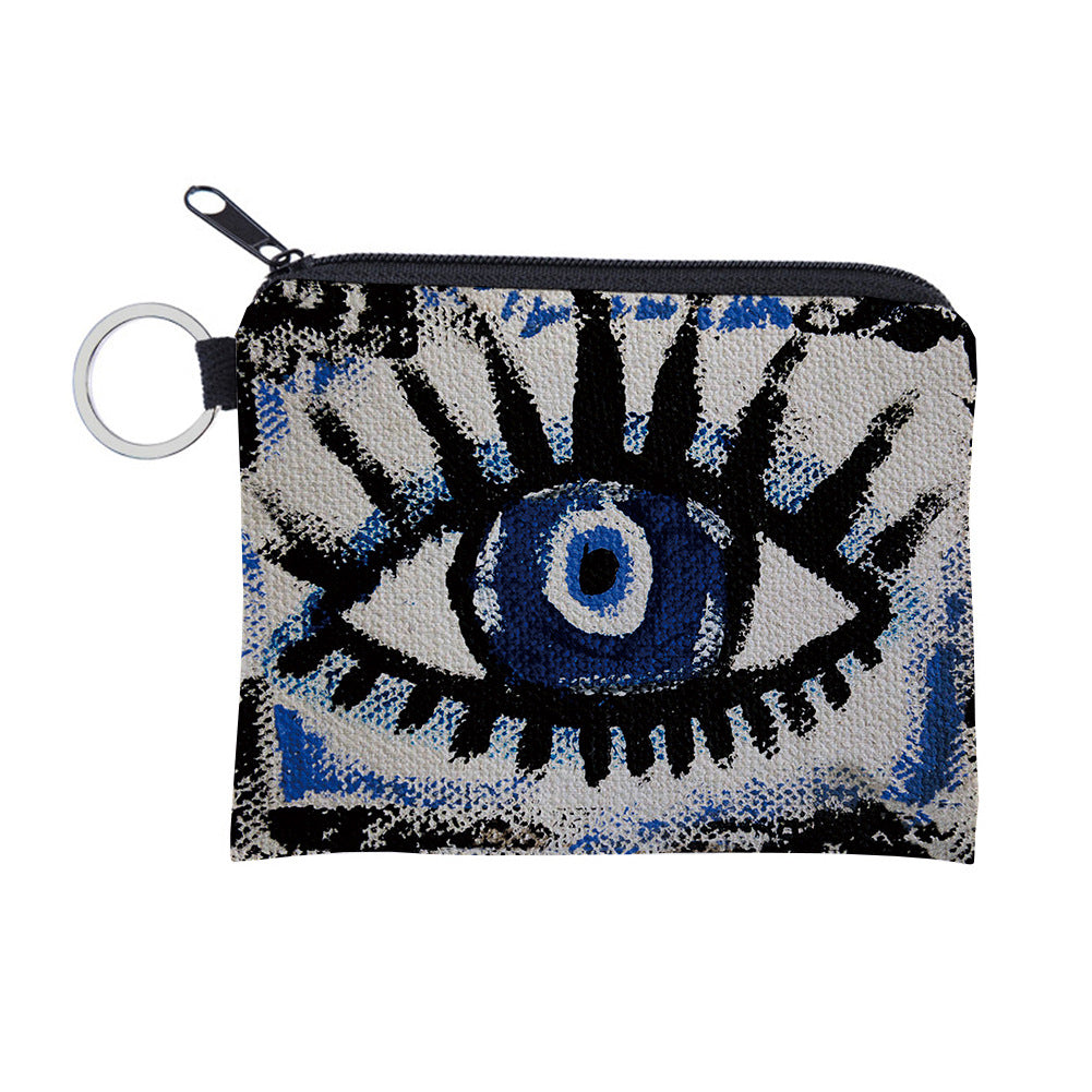 Women Fashion Evil Eye Print Mini Wallet