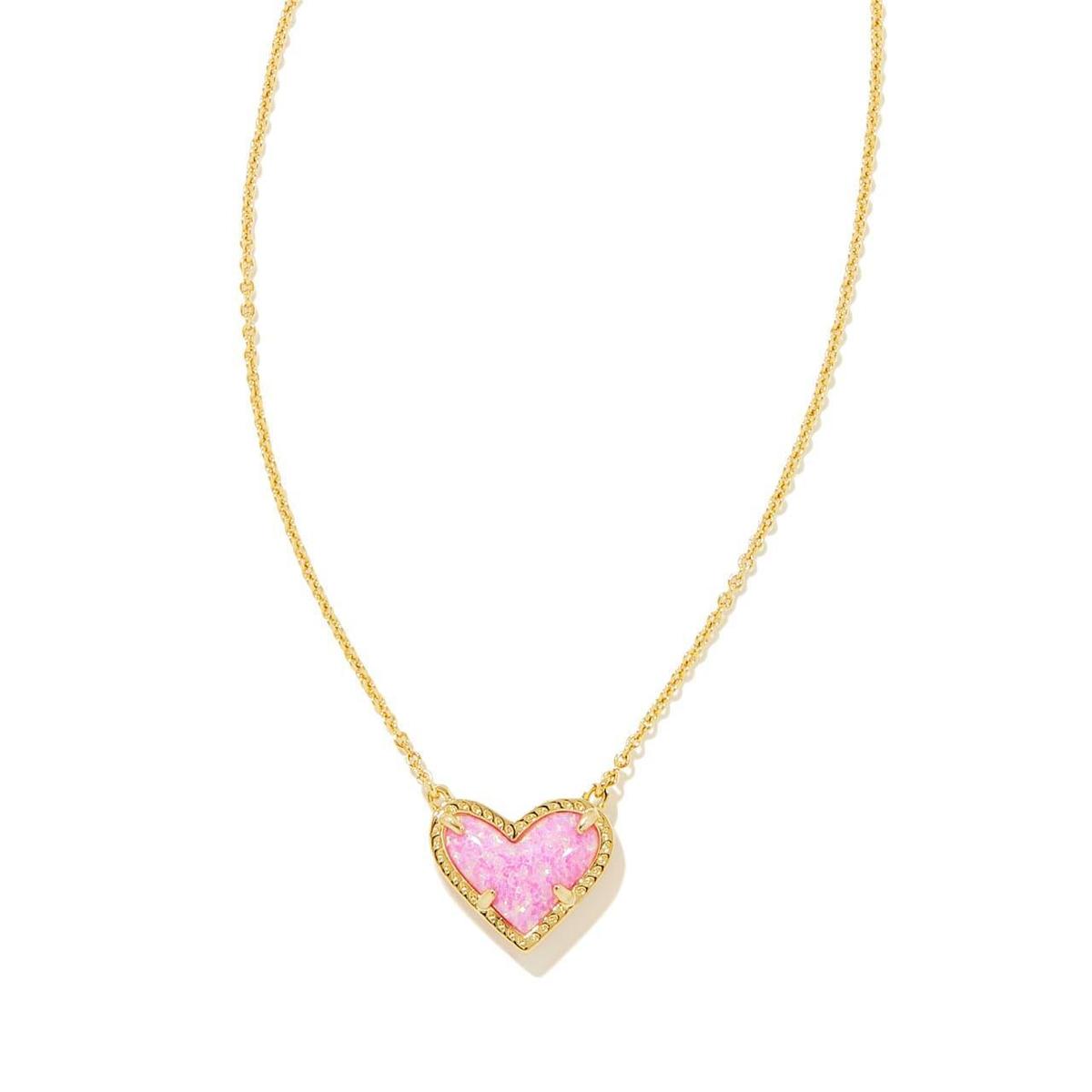 Women Fashion Simple Heart Natural Stone Copper Necklace