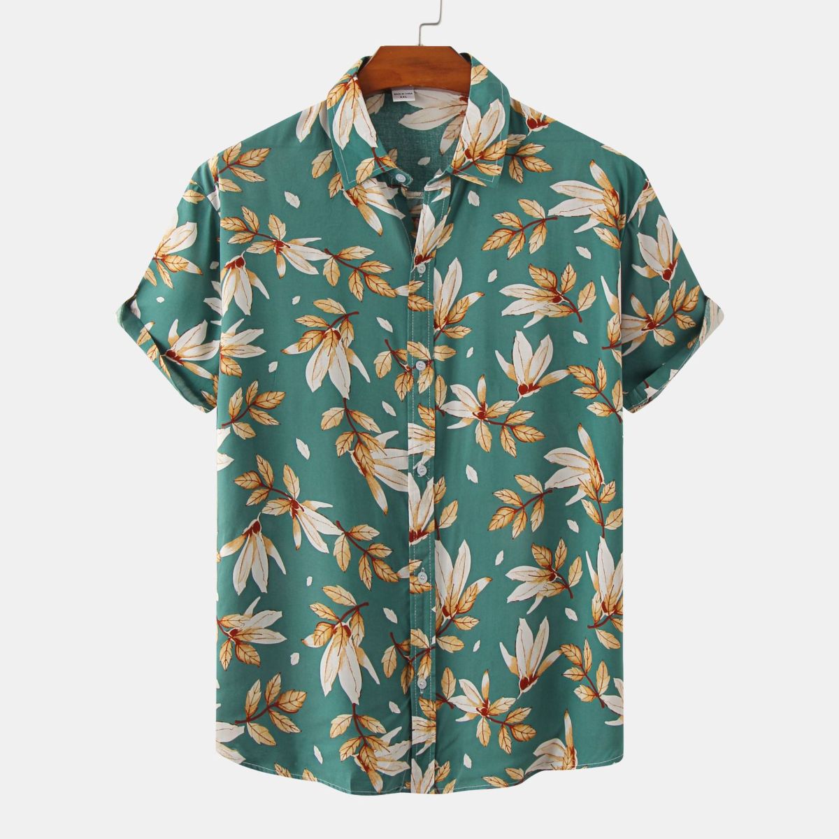 Camisa de verano para hombre con rayas y flores diminutas en 3D