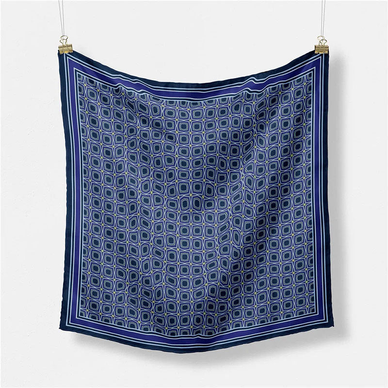 Pañuelo cuadrado de seda estampado a la moda para mujer con estilo artístico retro