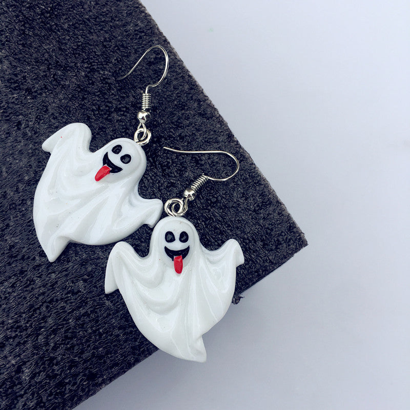 Pendientes colgantes de Halloween para mujer, divertidos, con esqueleto, fantasma, calabaza, gato y búho