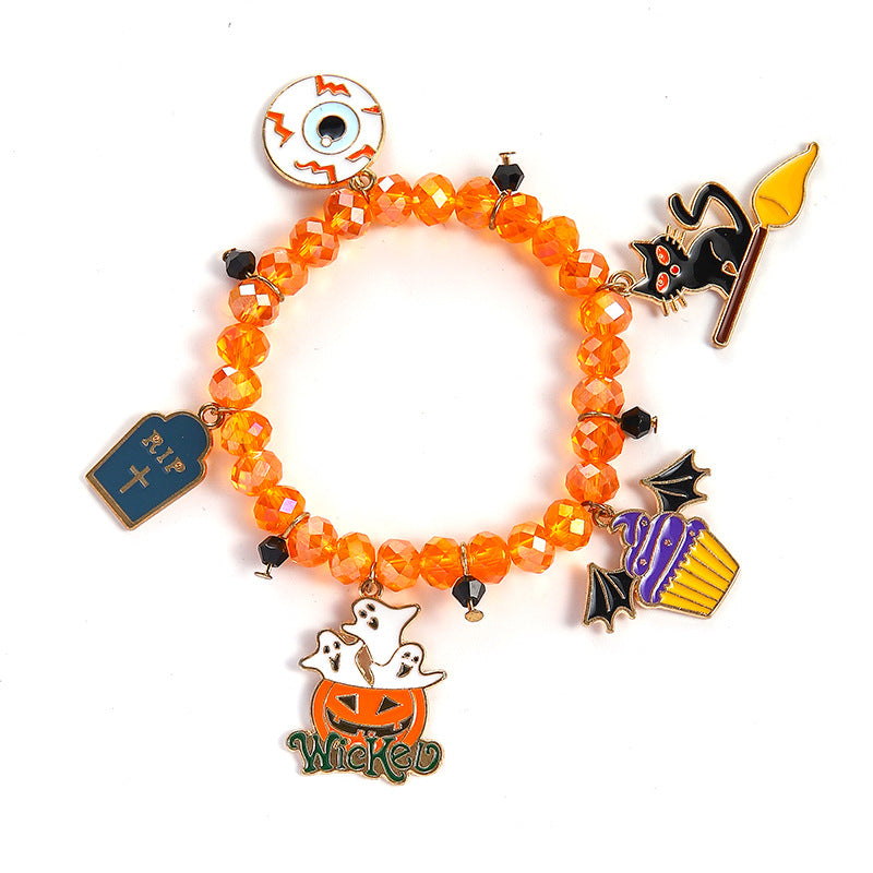 Pulsera fantasma con cabeza de calabaza esmaltada para Halloween