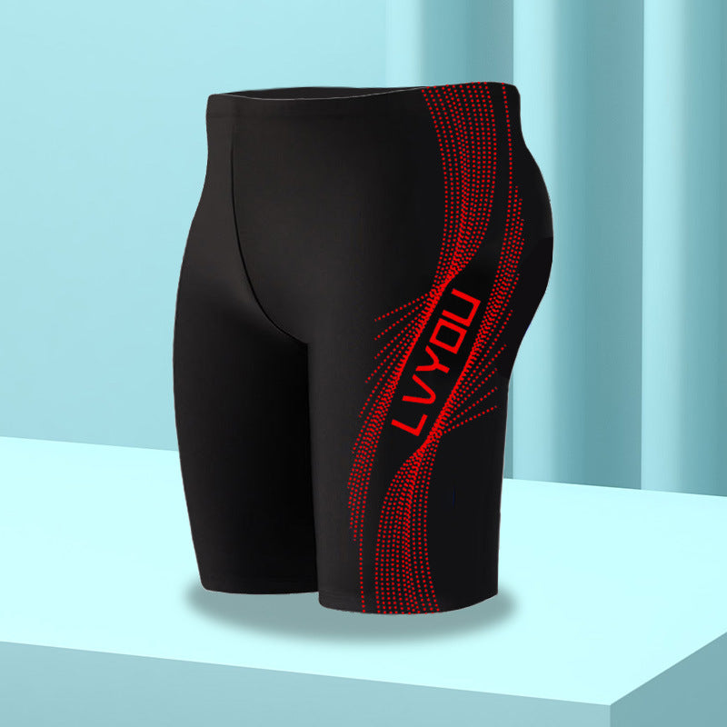 Men Letter Print Color Matching Racing Swimwear