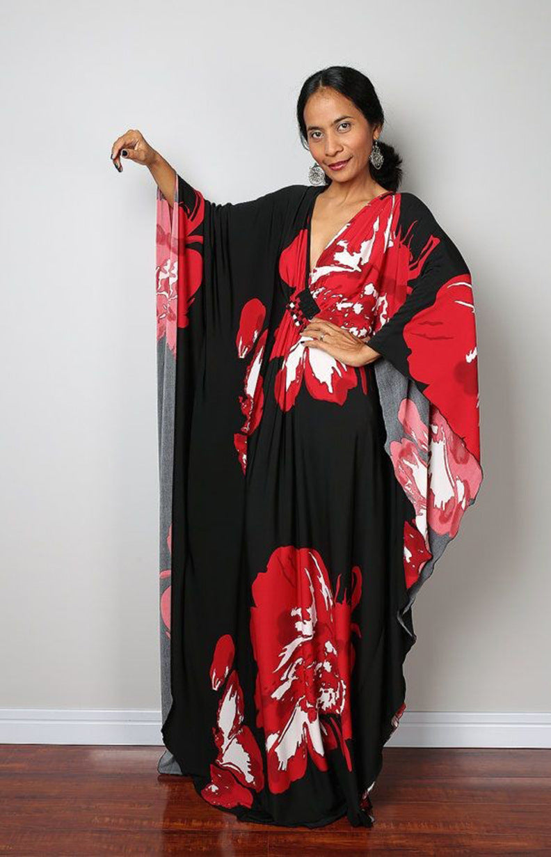 Robe de plage ample en polyester imprimé