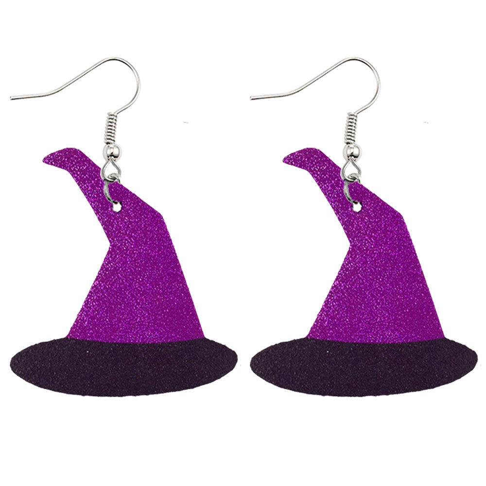 Halloween Women Horror Funny Pumpkin Ghost Bat PU Earrings