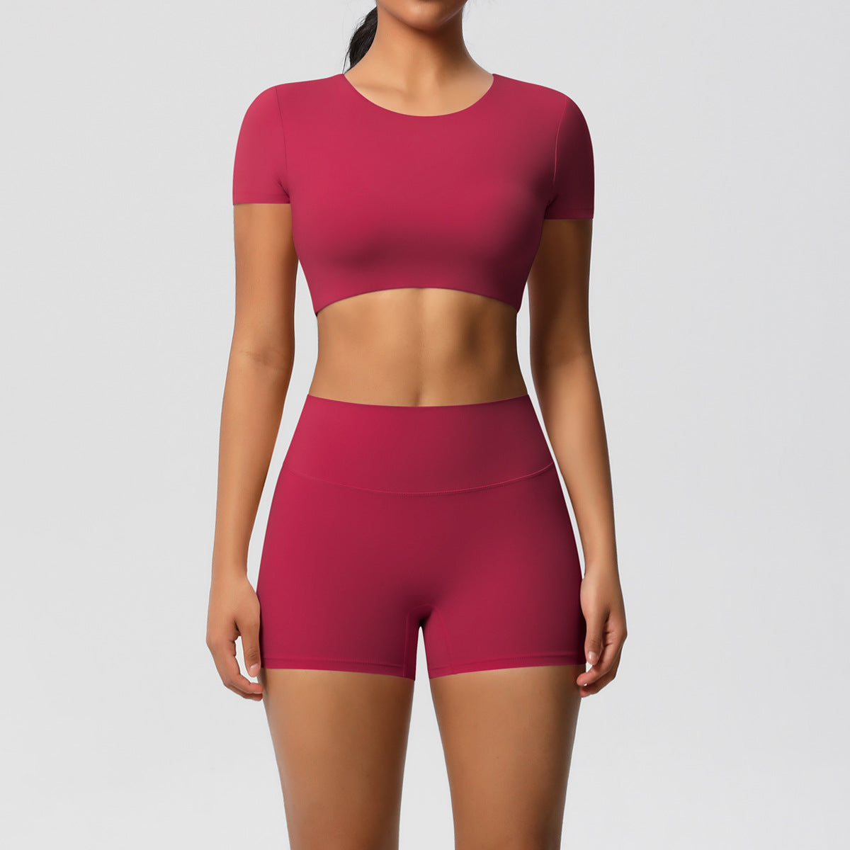 Ensemble de sport deux pièces de yoga pour femmes, couleur unie