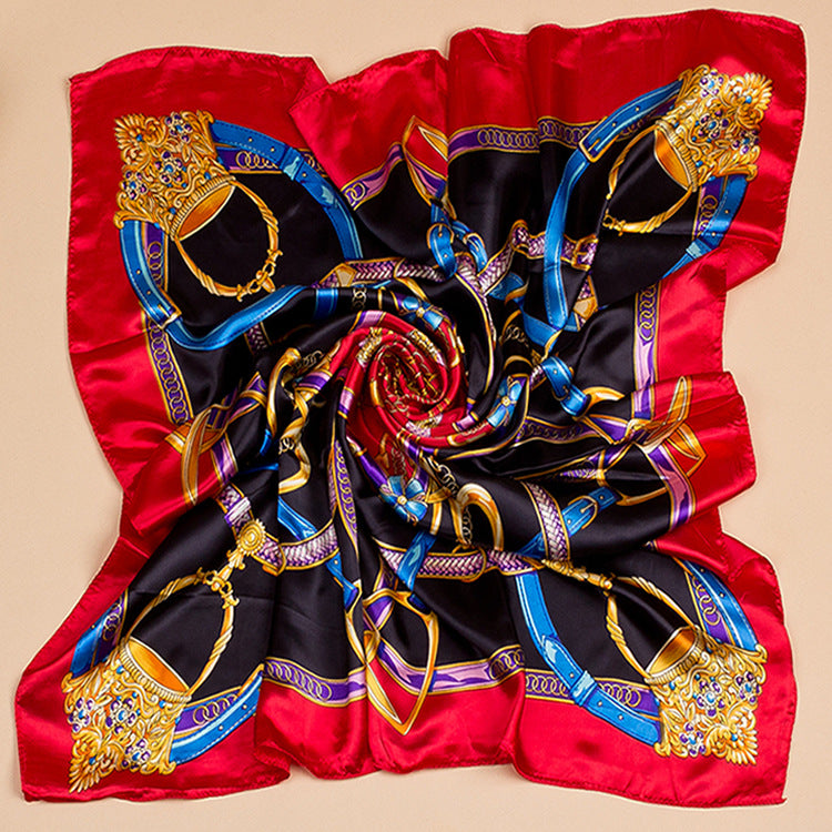 Bufanda de seda cuadrada grande con estampado floral para mujer, accesorio elegante