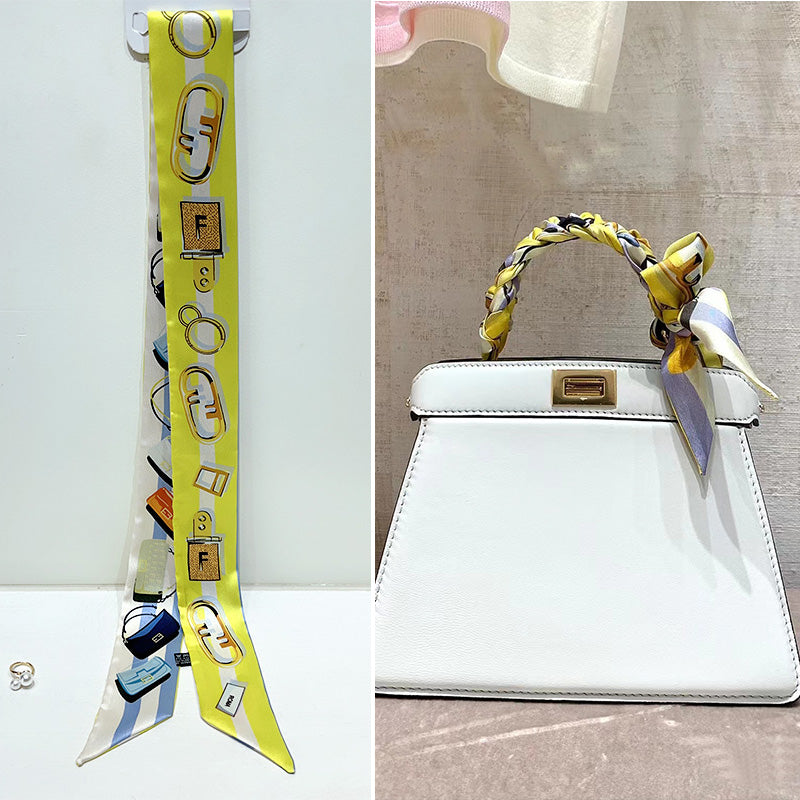 Bufanda con asa para bolso con lazo estampado de moda