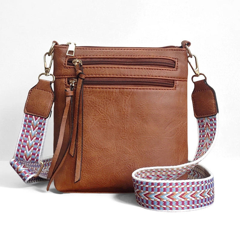 Women Multi-Zipper Pocket Vertical Crossbody Bag