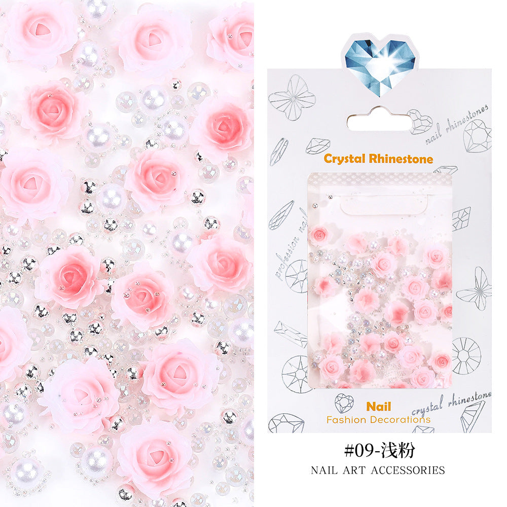 Décoration d'ongles créative en résine florale tridimensionnelle pour femmes, motif rose