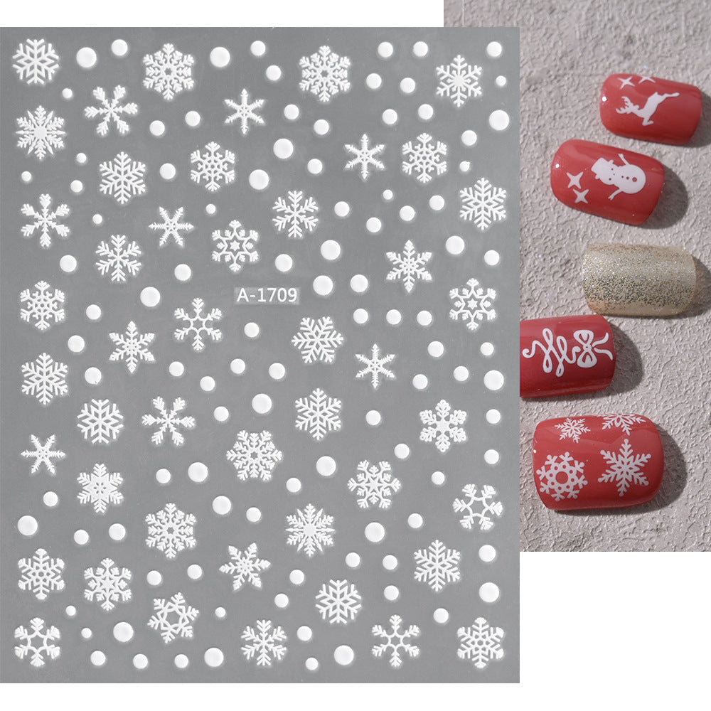 Pegatinas navideñas de copos de nieve para uñas