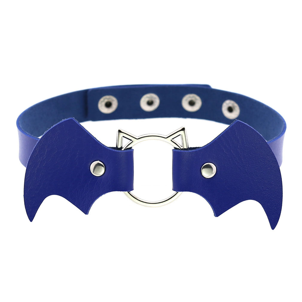 Halloween Women Gothic Bat Pu Leather Chokers