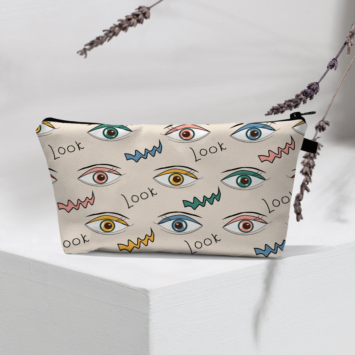 Bolsa de cosméticos portátil con diseño de mal de ojo para mujer