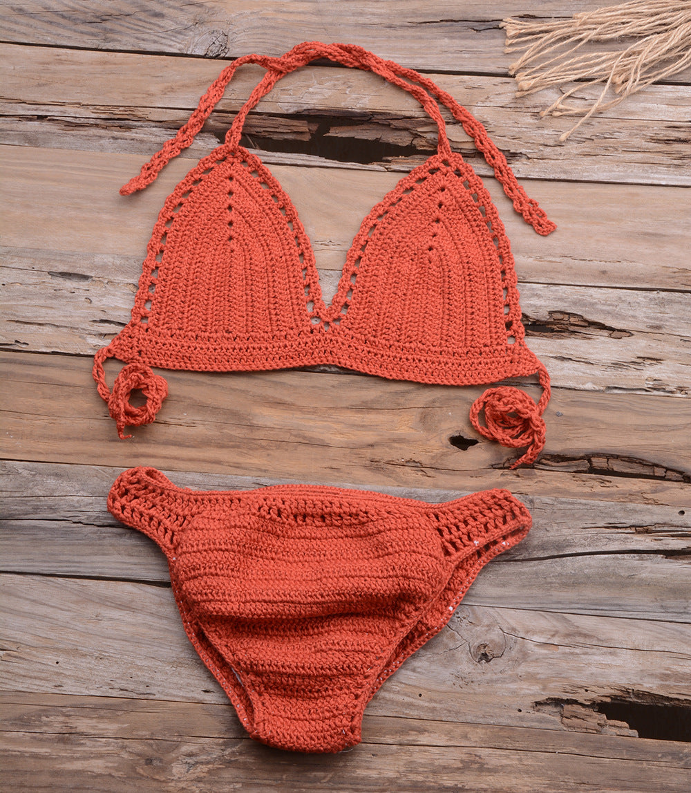 Conjunto de bikini de punto sexy para mujer para vacaciones de verano en la playa