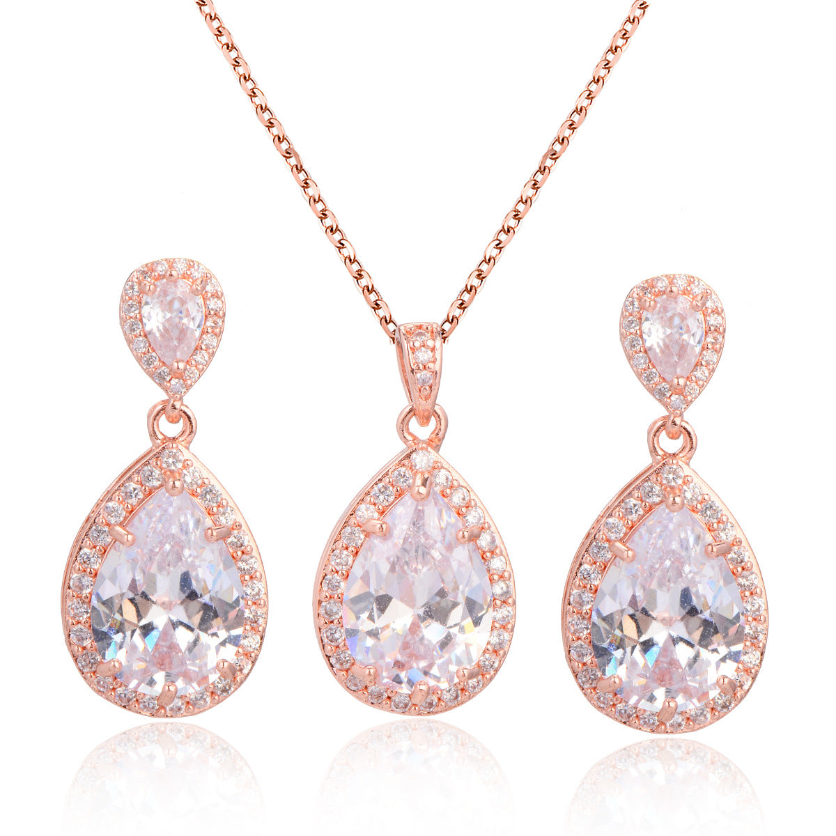 Ensemble collier et boucles d'oreilles en zircon pour femme, bijoux tendance