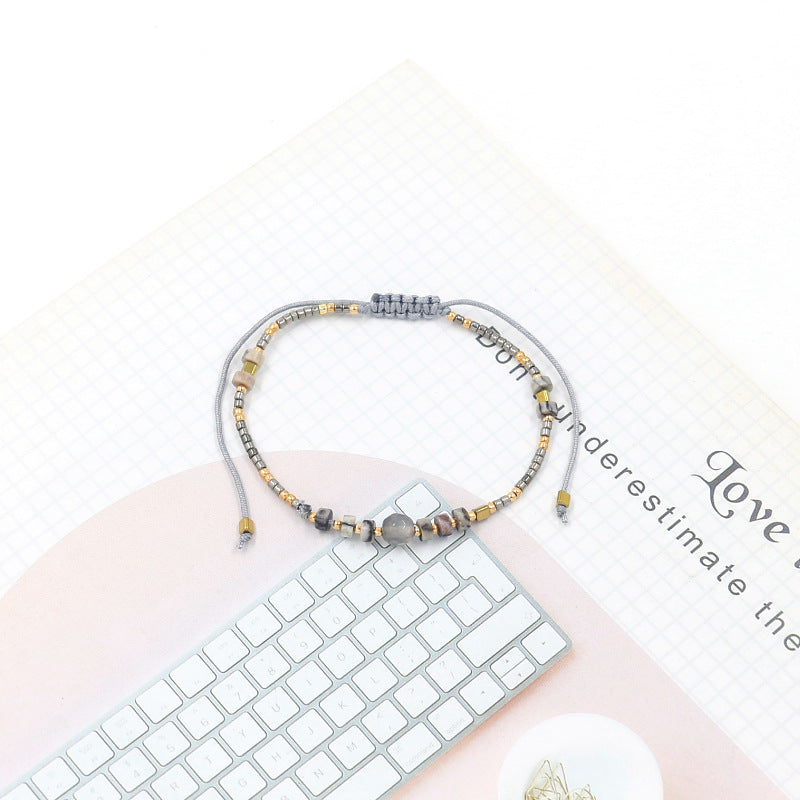 Bohemian Semi-Precious Stone Beads Handwoven Bracelet