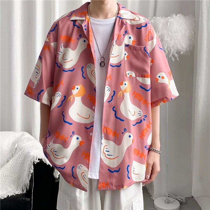 Camisa informal vintage con estampado de flores diminutas para hombre