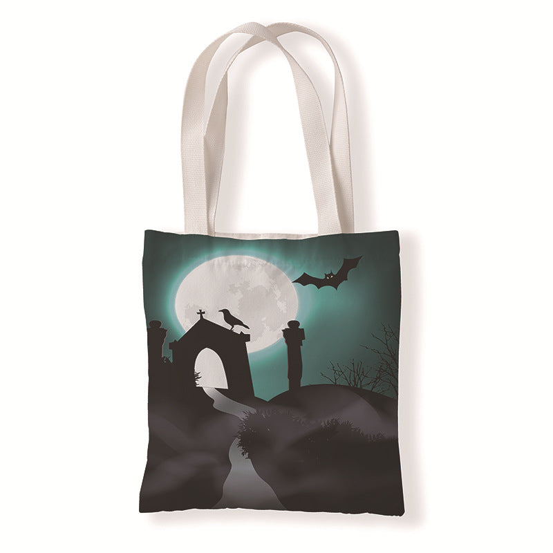 Bolsa de lona con estampado de dibujos animados de Halloween y terror
