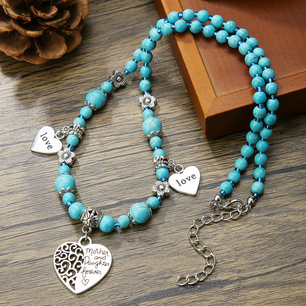 Collar de cuentas turquesas de moda para hombre