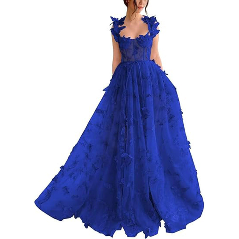 Vestido de fiesta elegante con abertura de encaje para mujer