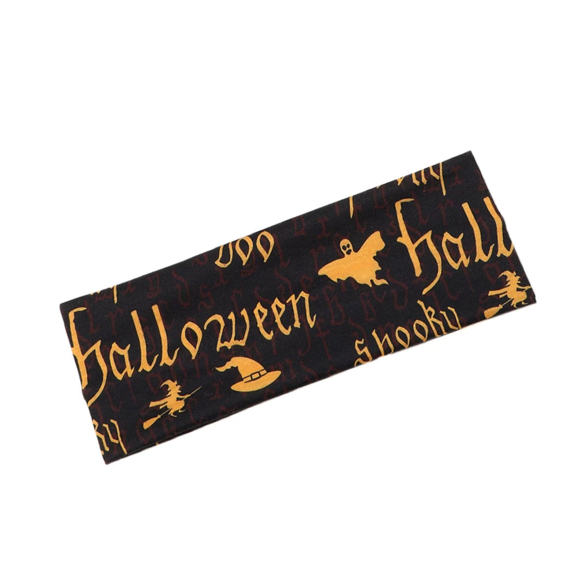 Bandeau de yoga pour cheveux en tissu éponge motif crâne d'Halloween, citrouille et toile d'araignée