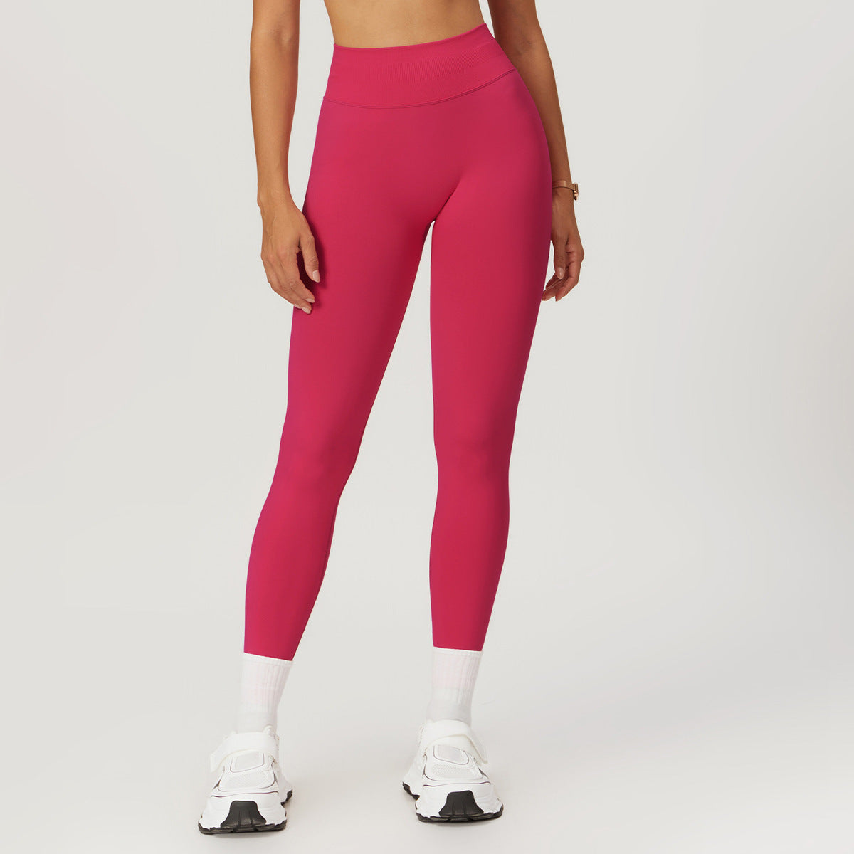 Leggings deportivos de cintura alta de color liso para mujer