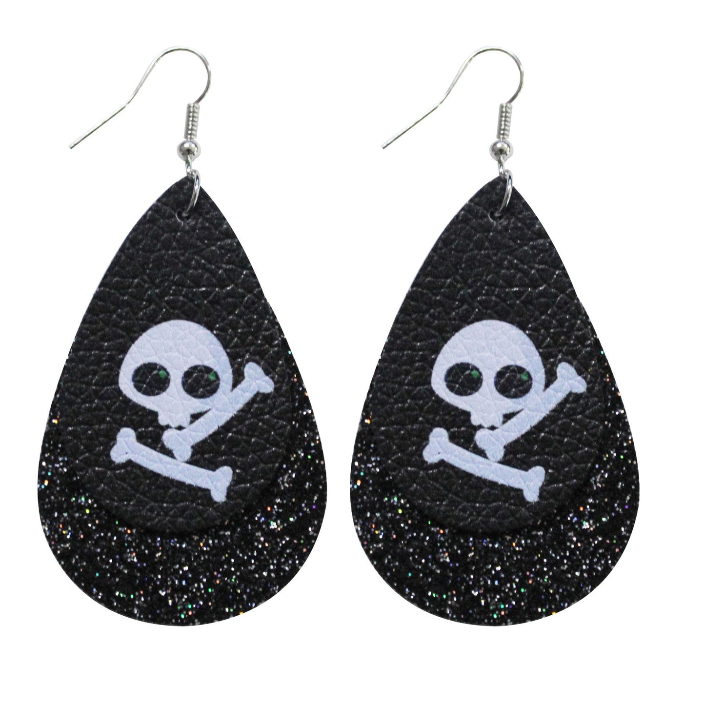 Pendientes de calavera con purpurina para Halloween para mujer