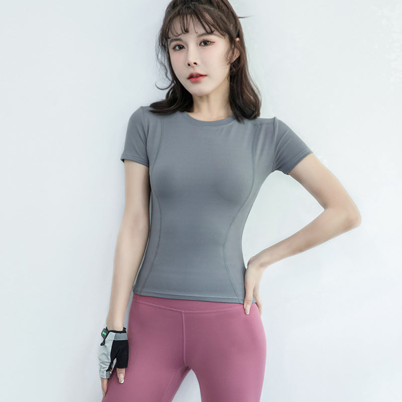 T-shirt de sport décontracté à col rond pour femme