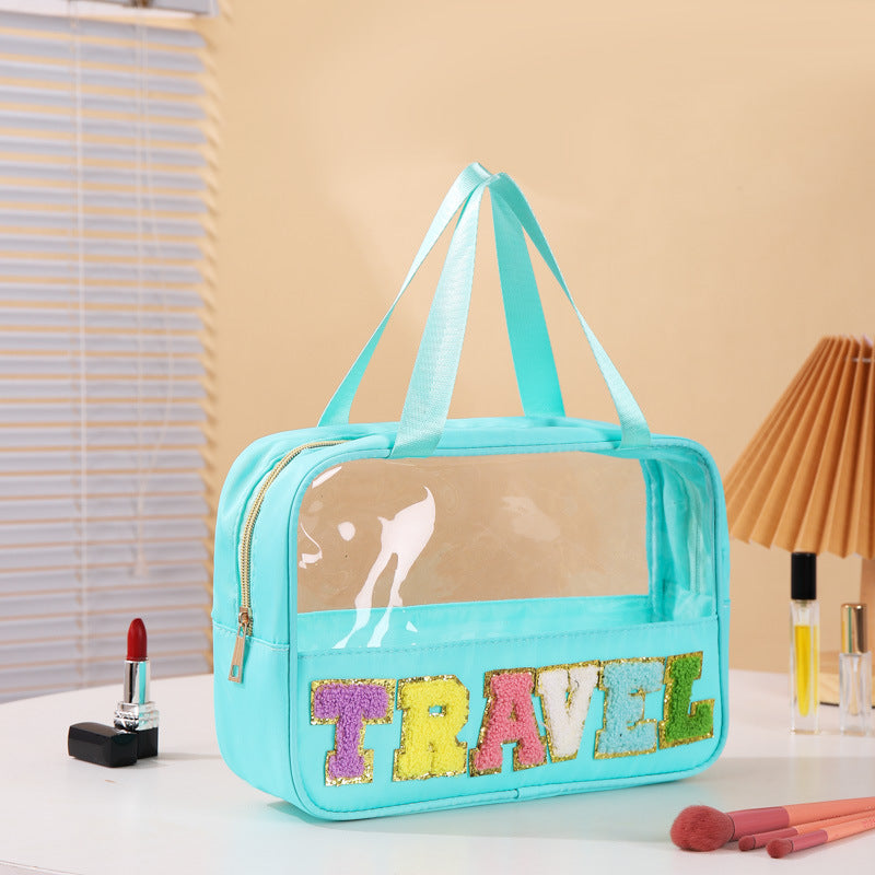 Fashion Transparent PVC Letters Portable Cosmetic Bag