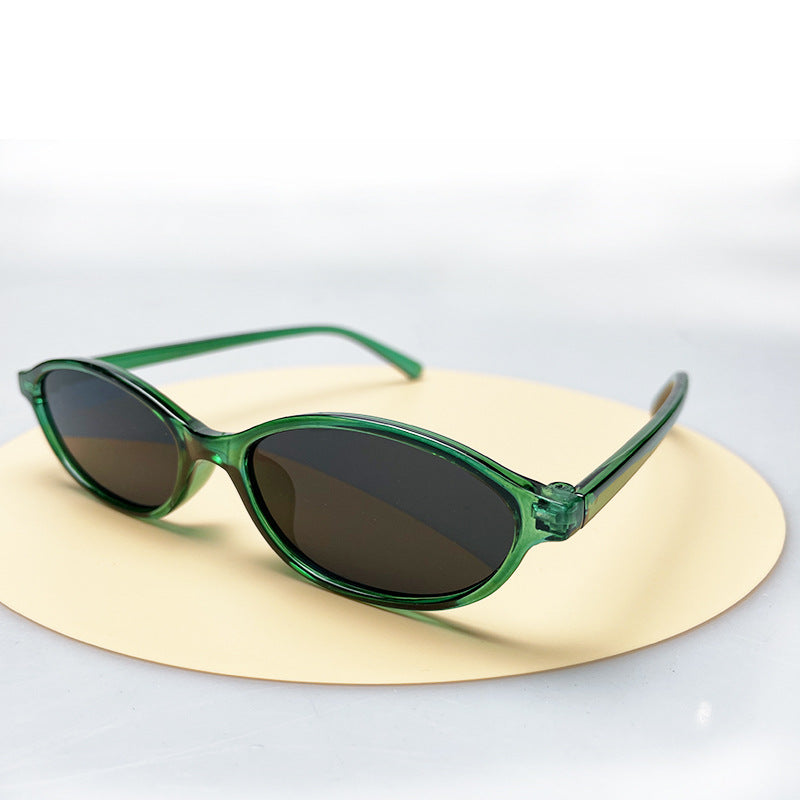 Women Retro Oval Frame Sunglasses Antique Literary Style PC