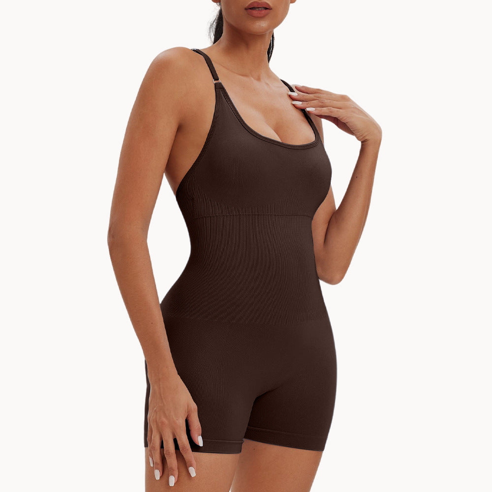 Women Sexy Solid Color Seamless Yoga Rompers