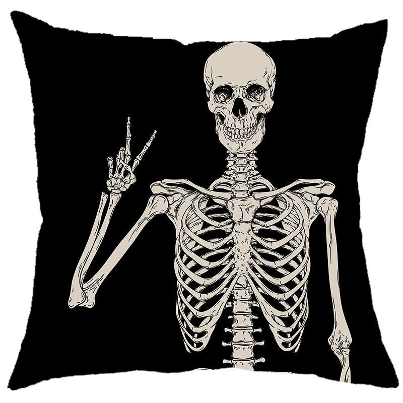 Halloween Pumpkin Skull Print Linen Sofa Cushion Cover