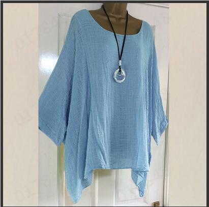 Blusa informal de manga larga irregular de color liso y talla grande para mujer