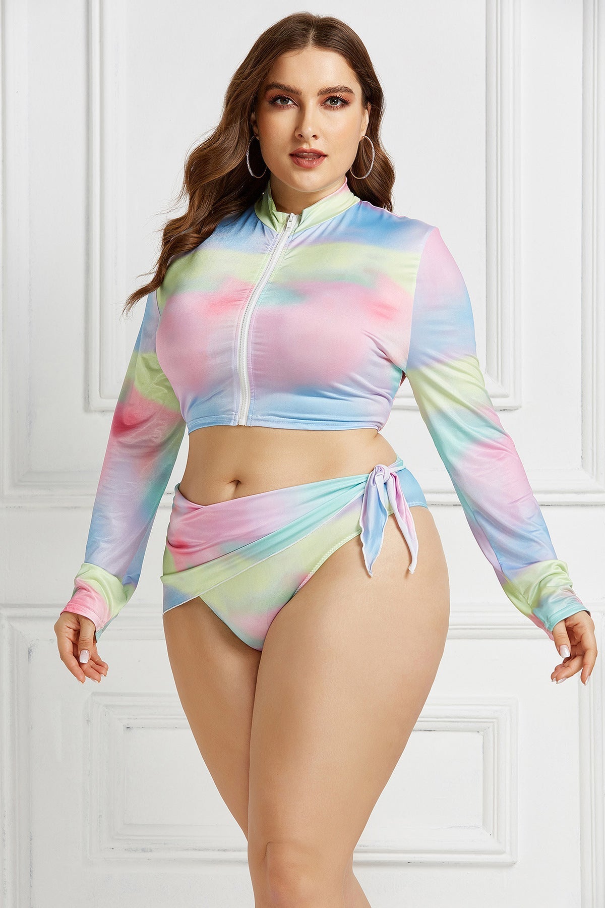 Women Fashion Sexy Printed Plus Size Swimsuit Set