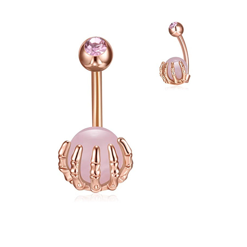 Piercing de nombril turquoise en forme de tête de mort pour femme