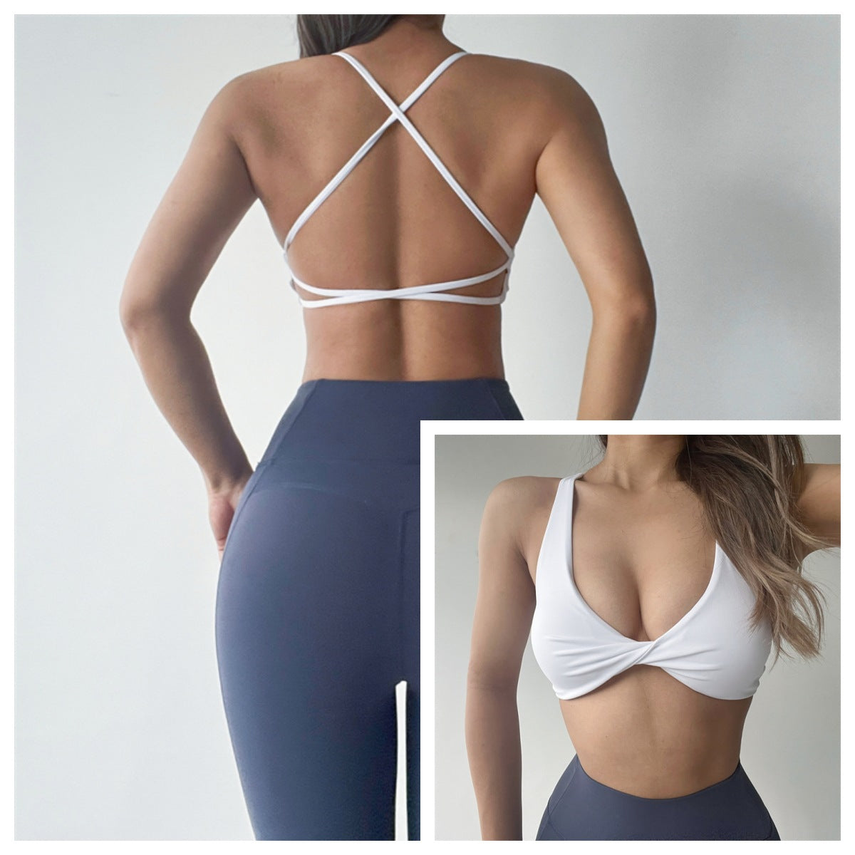 Soutien-gorge de yoga respirant et sexy de couleur unie pour femmes