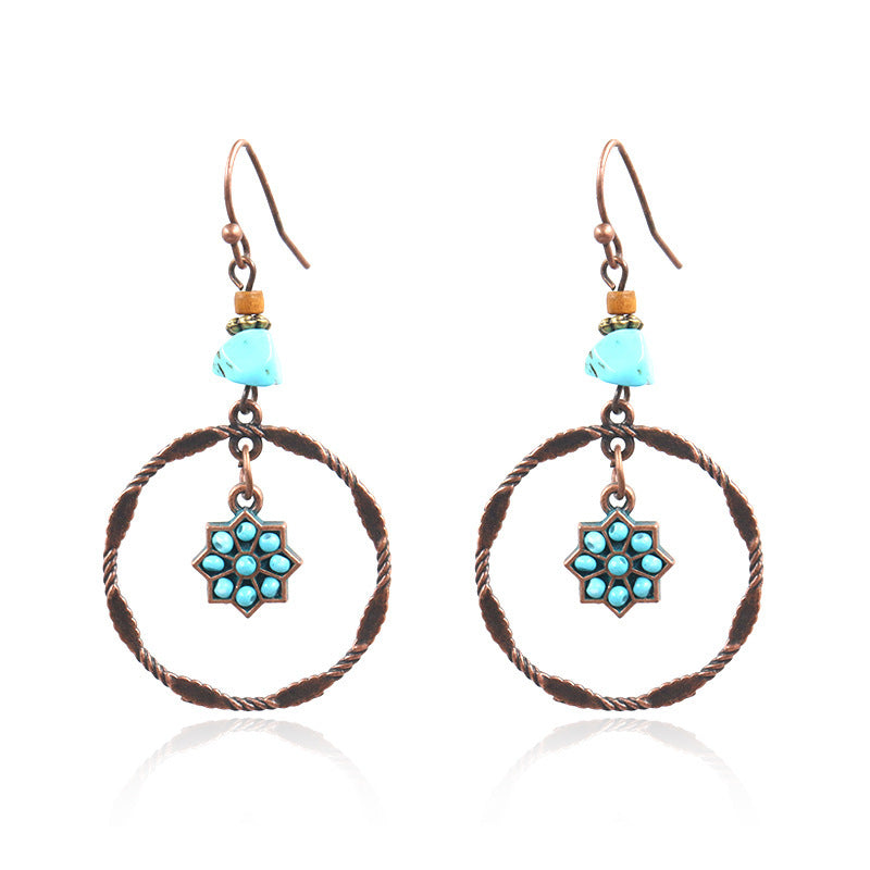 Boucles d'oreilles bohèmes vintage en forme de goutte turquoise